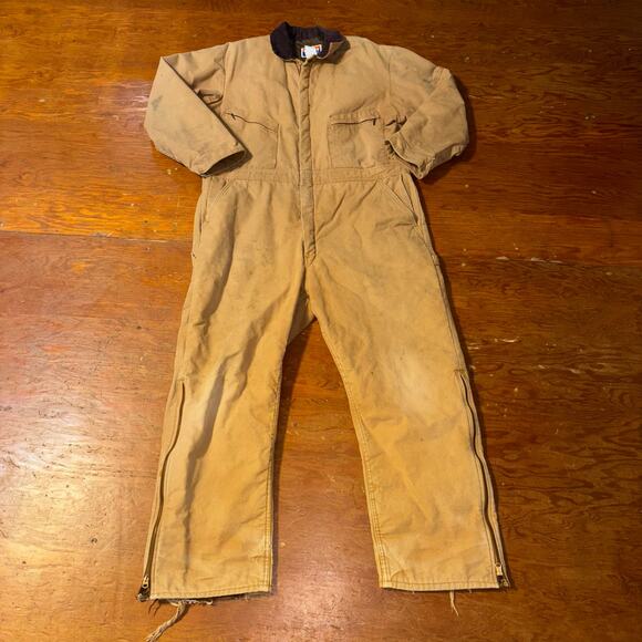 Vintage Berne Coveralls Men’s XL 48-50 Tan Brown Canvas Made In USA - Picture 1 of 8